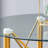 Elegant Transparent Round Glass Table -36 Inch Diameter Transparent Round Tempered Glass With Golden Metal Legs. Telescopic Metal Legs,Transparent Circular Glass Tabletop, Suction Cup Connection.
