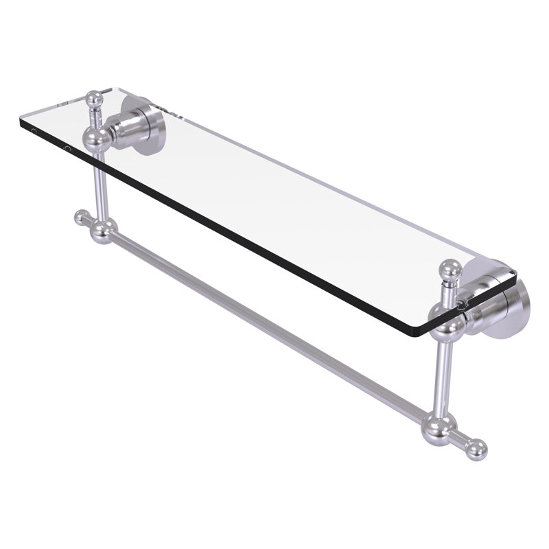 Lera Bracket Shelf with Towel Bar, 22" W x 4" H, Satin Chrome