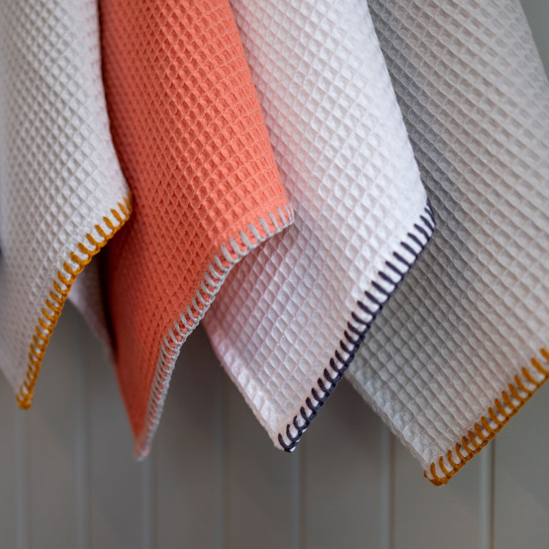 100% Waffle Cotton Kitchen Towel 3 Color Set Bale Absorbent Durable Multiusage in Kitchen Bath