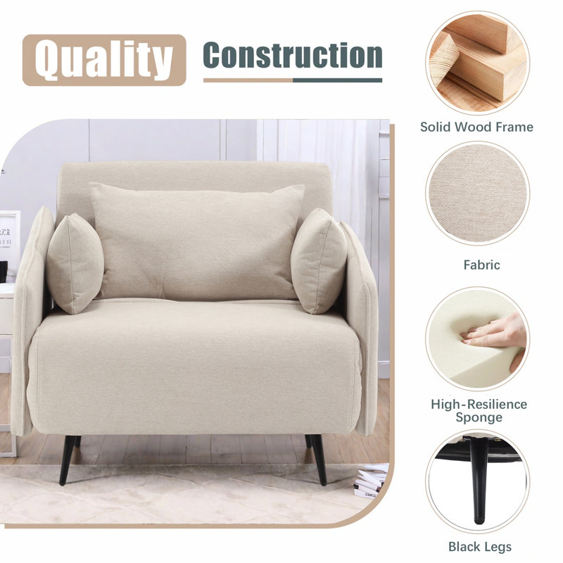 Canapé multifonctionnel réglable, méridienne convertible et lit d'invité, Beige