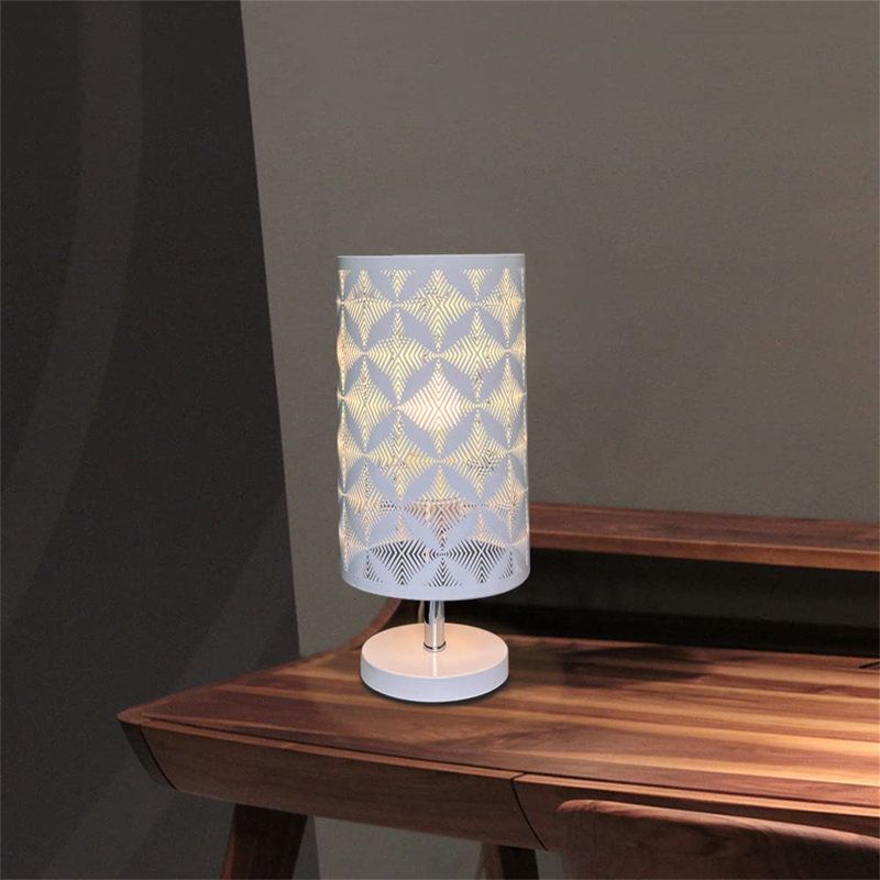Metal Table Lamp, White, White