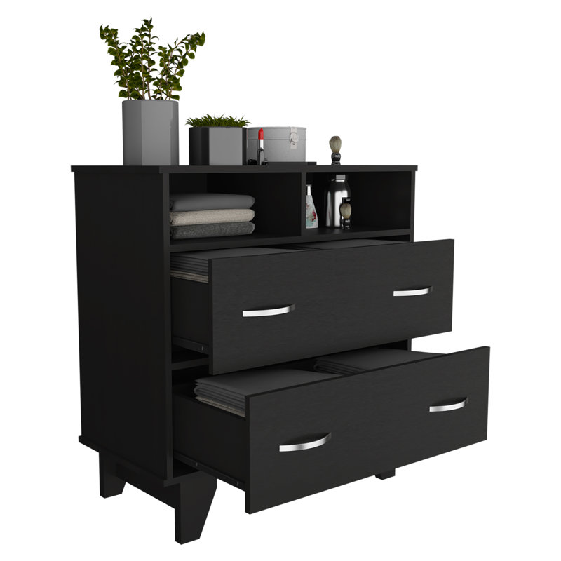 Portanova 31.5'' W 2 - Drawer Dresser, Black/Light Gray