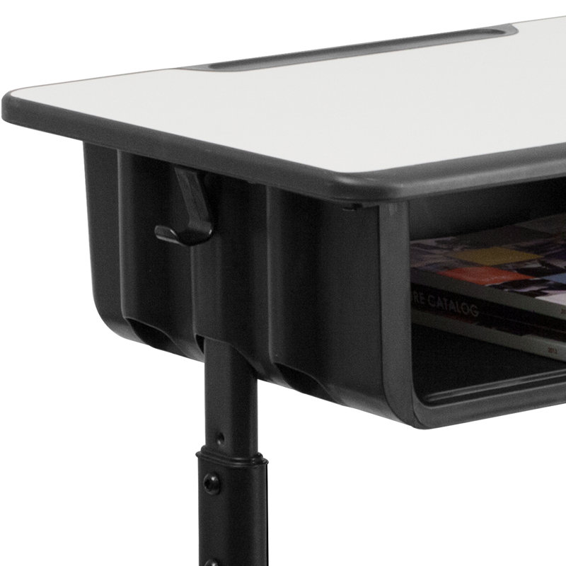 Adjustable Black and Gray Steel Student Desk
