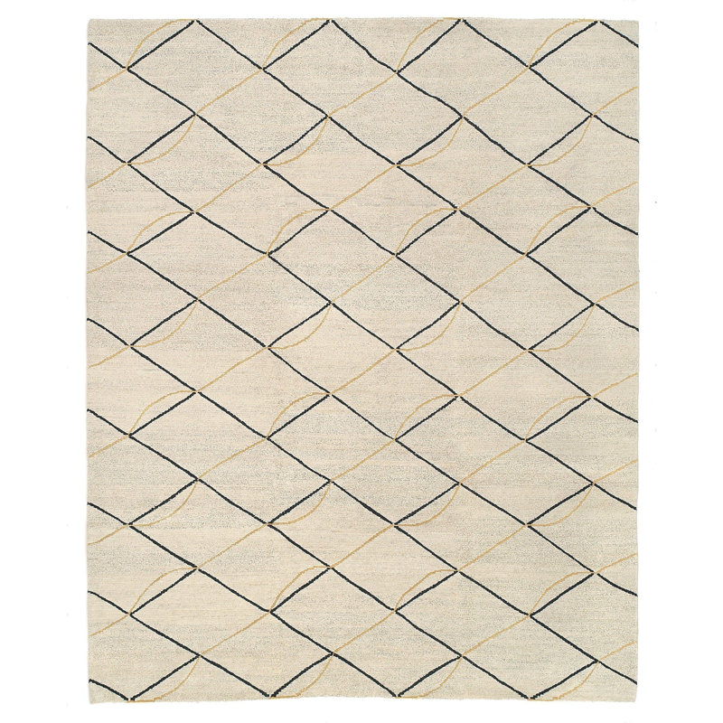 Archloop Geometric Area Rug in Black/Gold/White, Rectangle 12' x 16'