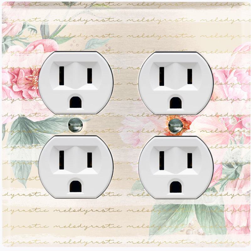 Rose Magnolia Flowers Letter 2-Gang Duplex Outlet Wall Plate