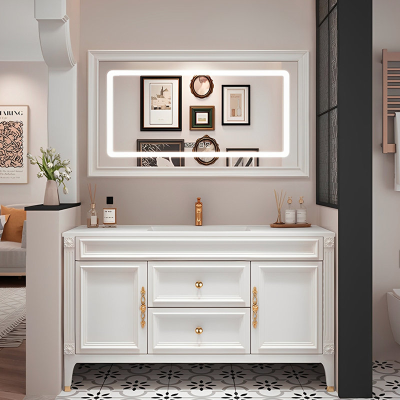 Meuble-lavabo moderne de style américain, H 31,5 po x l 47,2 po x P 21,7 po, Blanc