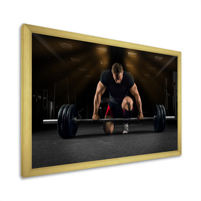 " Athlete On Knee Preparing Make Deadlift "