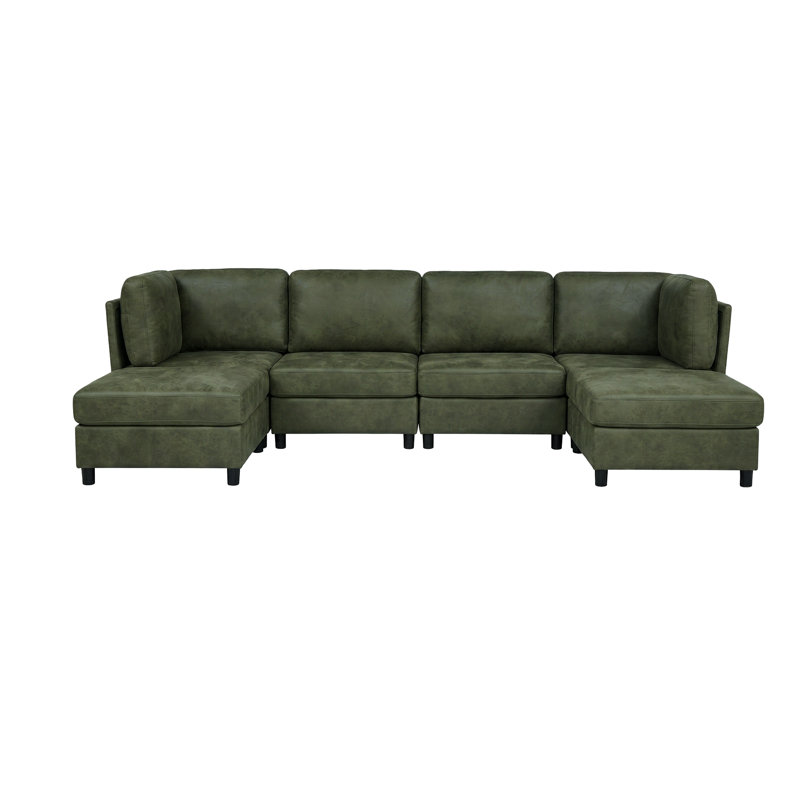 Canapé modulaire Kenin, Similicuir olive