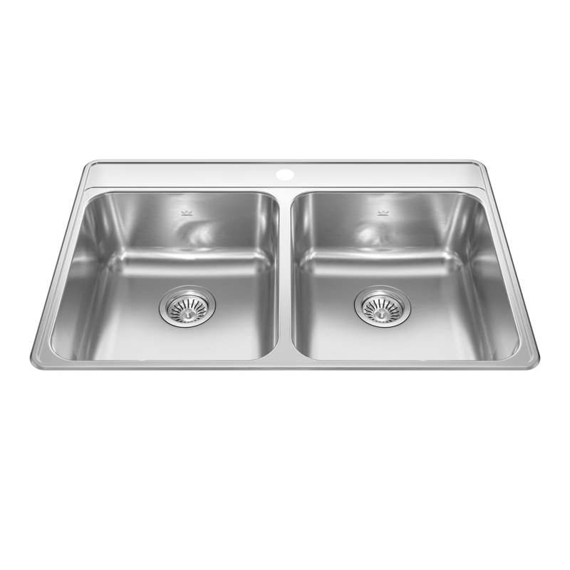 Évier de cuisine à double cuve à montage sur plan L 33 po x l 22 po Creemore, 1 trou