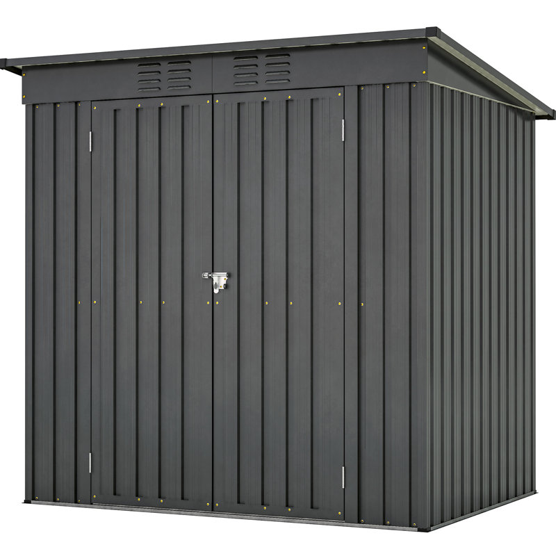 Armoire de rangement de jardin noire de 6 pi x 4 pi - Remise d'extérieur toutes saisons 6 pi x 4 pi Scratch pour outils, animaux de compagnie et intempéries