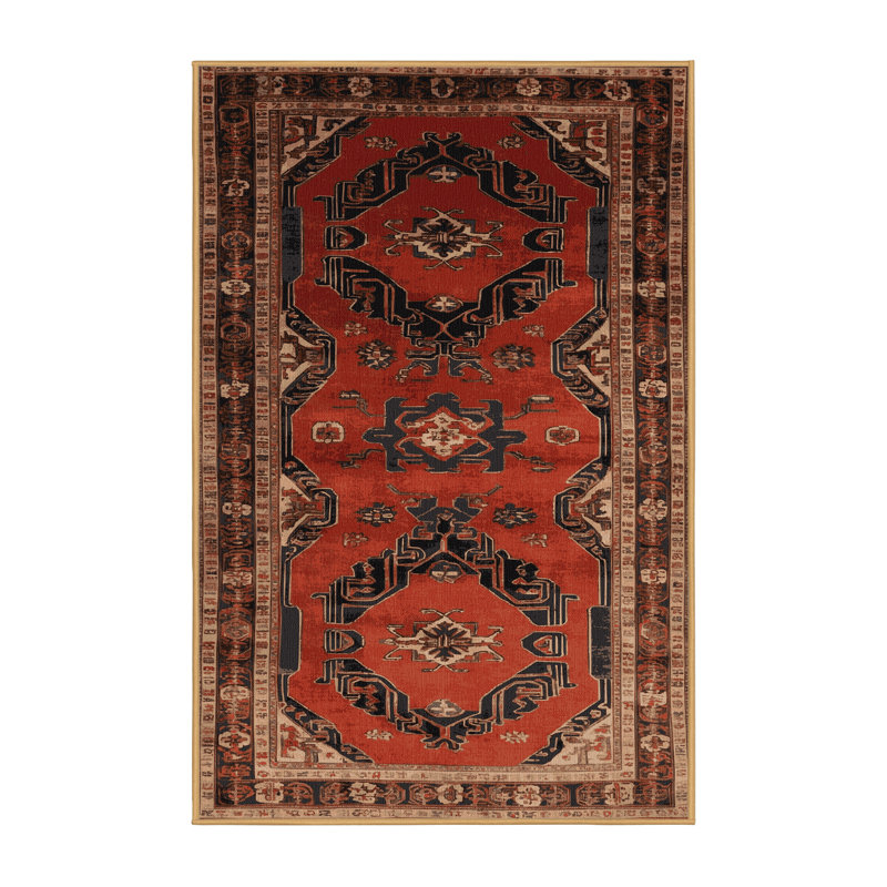 Machine Washable Art Deco Brown Area Rug, Rectangle 8' x 10'