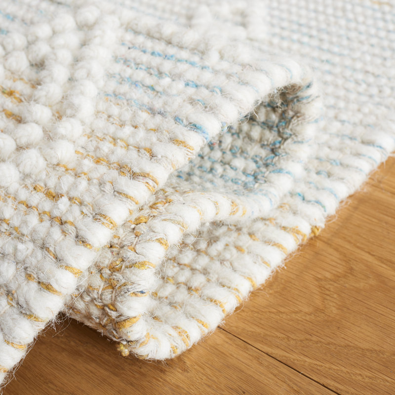 Abad Geometric Hand-Loomed Light Blue/Yellow Area Rug, Rectangle 3' x 5'