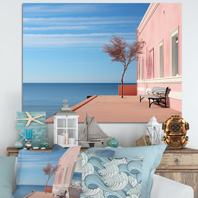 «Coastal Dream Pink and Blue Retreat» sur impression sur toile