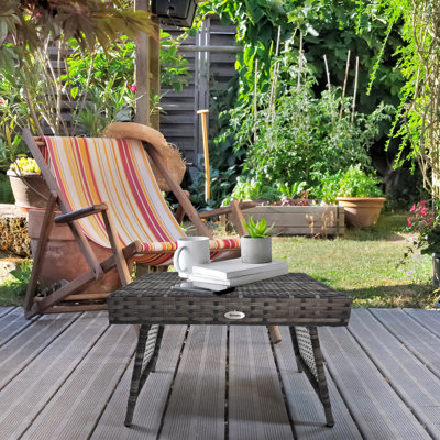 Nathalene Foldable Outdoor Side Table Steel Frame 60 x 41 x 41 cm Mixed Grey