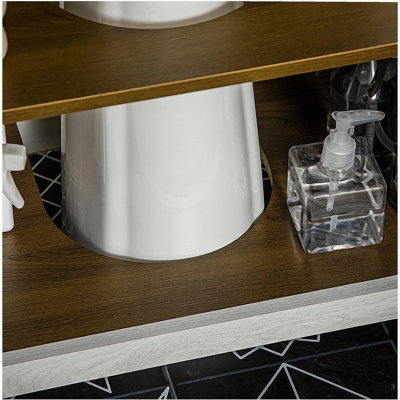 Meuble-lavabo de salle de bain, sous-armoire au sol, armoire de rangement indépendante avec tablettes réglables, portes doubles