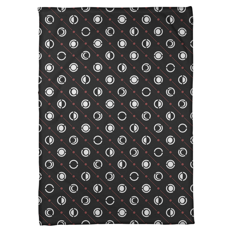 Couverture polaire moon phases, l 60 po x L 80 po, Noir / rouge