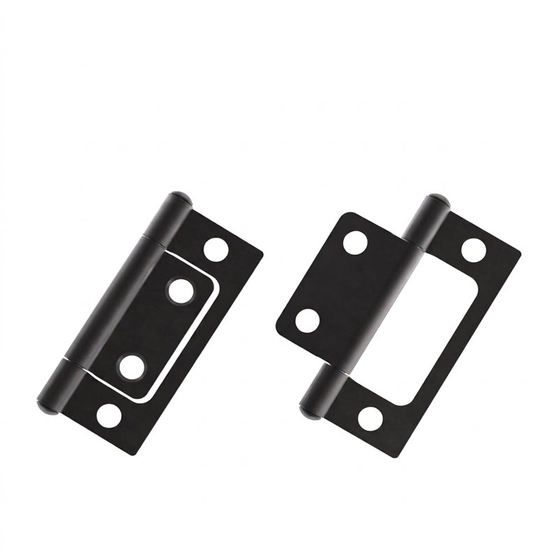 Paquet de 10 charnières de 2 po x 11/16 po à fixation en surface en acier noir sans mortaise avec vis pour portes d'armoires, armoires, volets et meubles