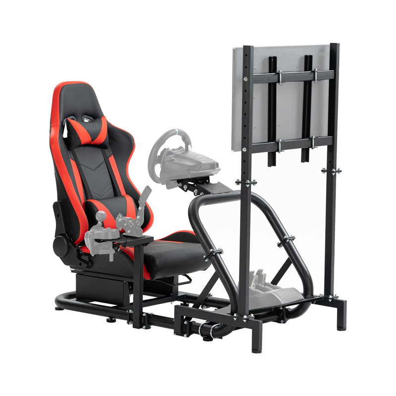 Anman Sim Racing Cockpit TV Stand & Seat Fit Logitech G920 Thrustmaster Xbox, Not Include Steering wheel & Wheels & Pedals and Shifter Handbrake 