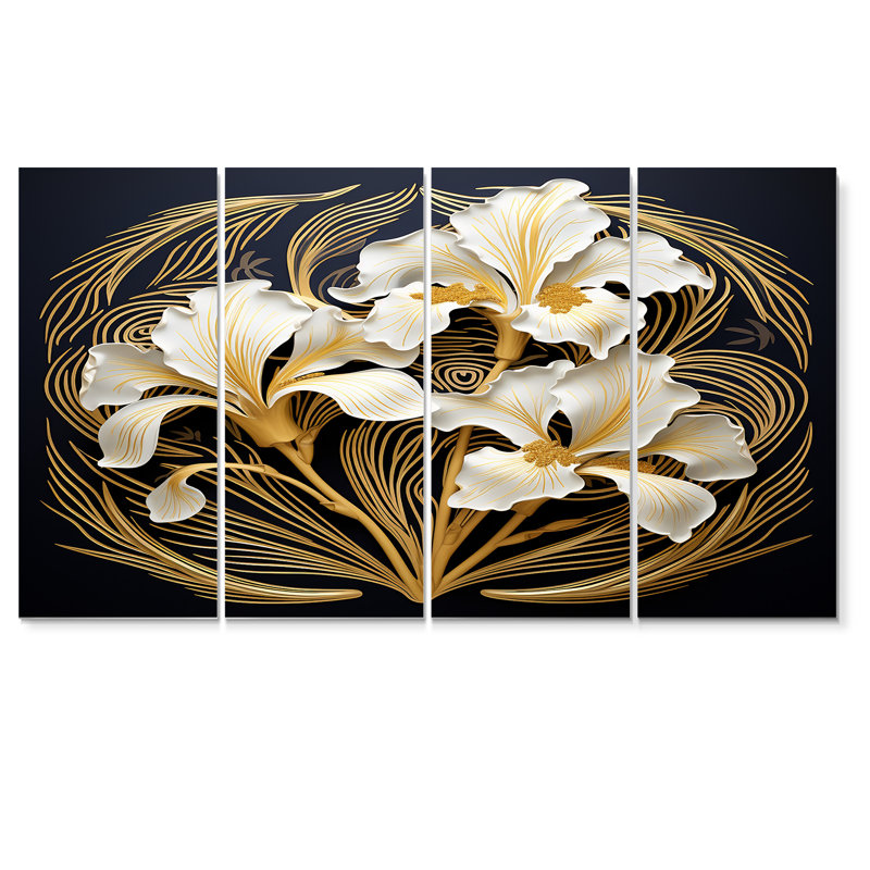 Ballentine - iris, art mural 4 pièces, H 28 po x l 48 po