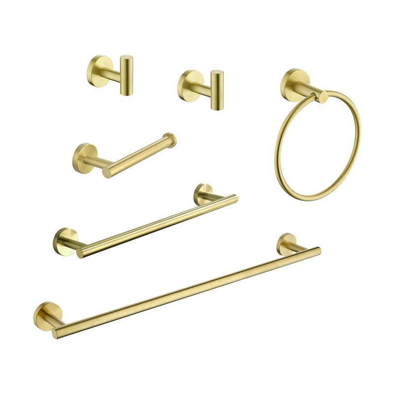 6 - Piece Bathroom Hardware Set, Brushed Gold