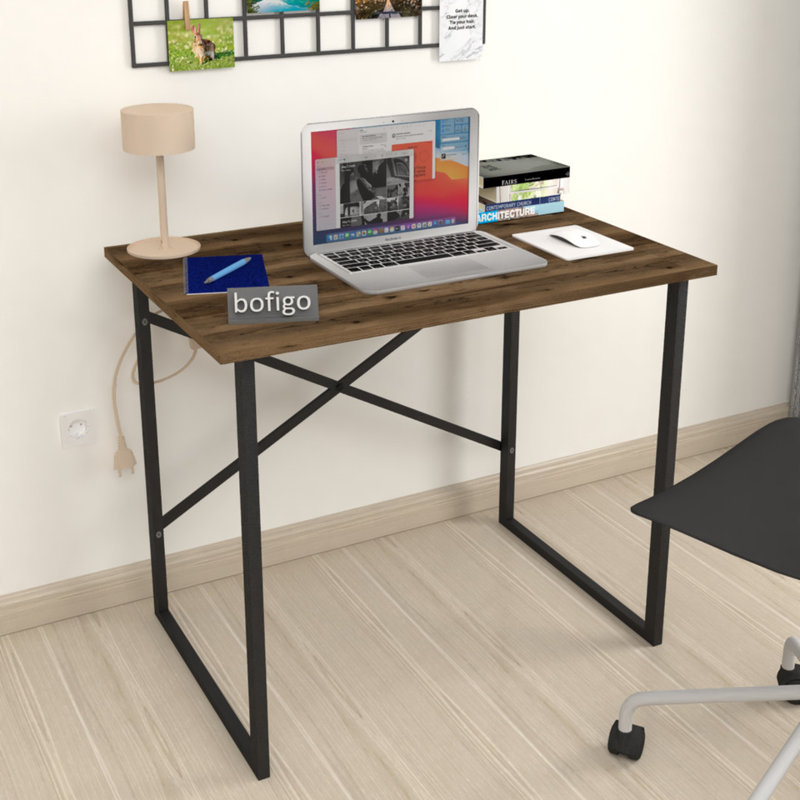 Aistis Rectangle 90cm L Computer Table, Dark  Brown