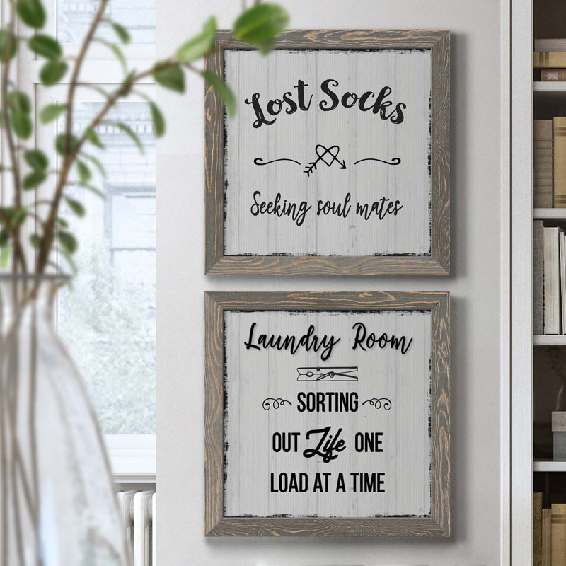 " Lost Socks " 2 - Pieces, 40" H x 20" W x 1.5" D, Gray Framed Canvas