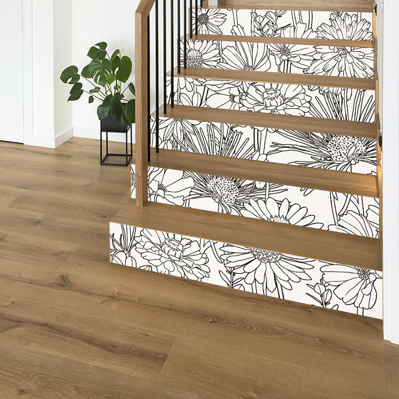 Croquis d'autocollants pour escaliers en vinyle texturé Dahlia