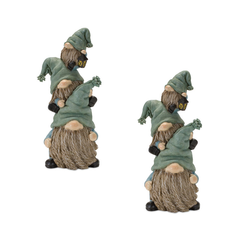 Trinx Diamon 2 Piece Resin Triple Gnome Stack Set