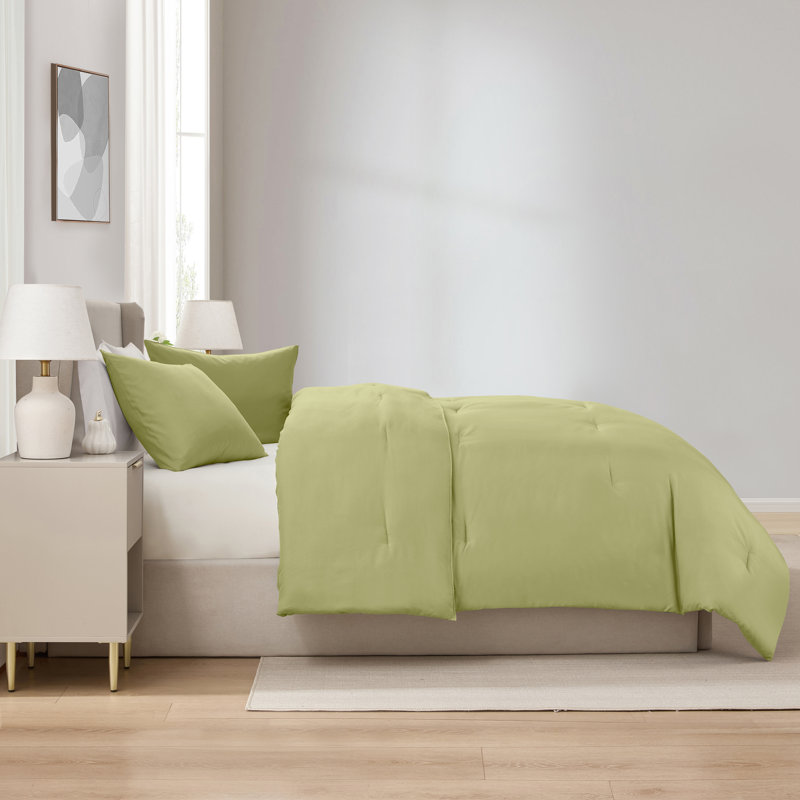  soft microfiber 3 piece comforter set with pillow shams, Olive Green, Full Comforter + 2 Standard Shams