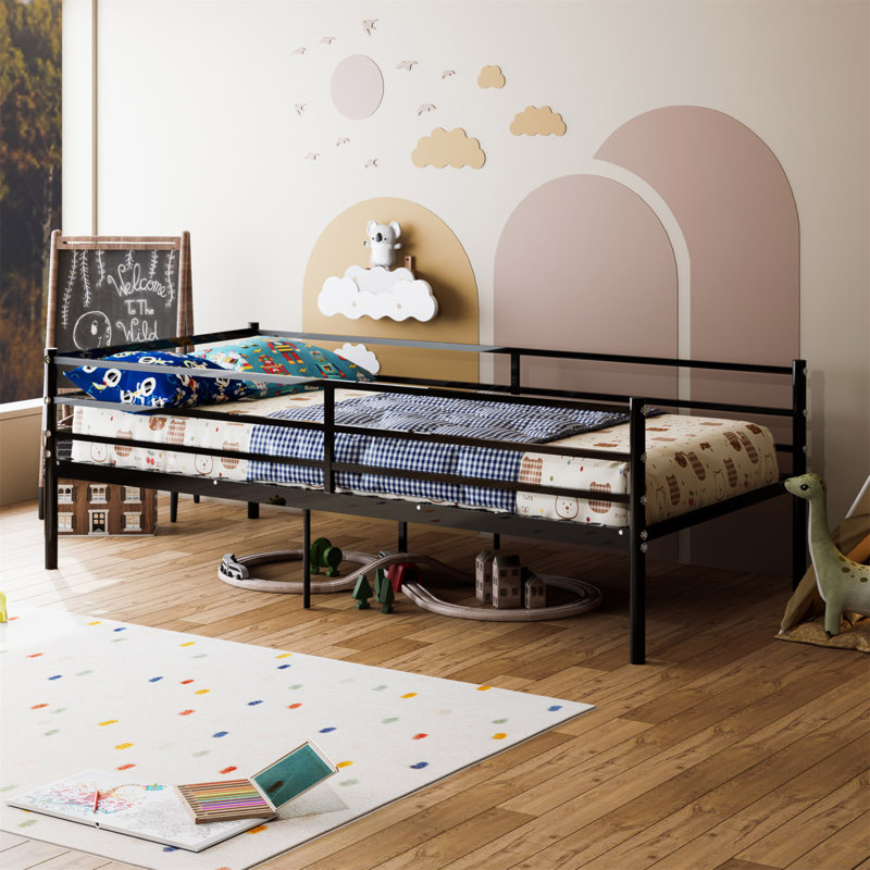 Lit de jour simple, support de lattes en métal robuste, sommier plateforme pour matelas de salon, chambre d'amis, assemblage facile