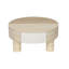 Table basse ronde avec plateau rabattable et compartiment de rangement caché
