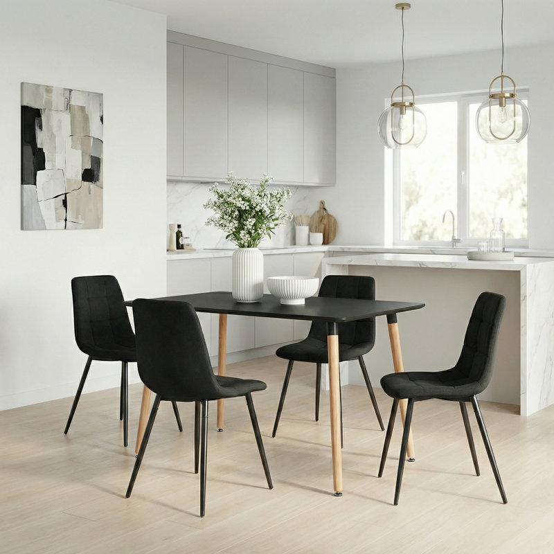 4 - Person Dining Set, Black, Black