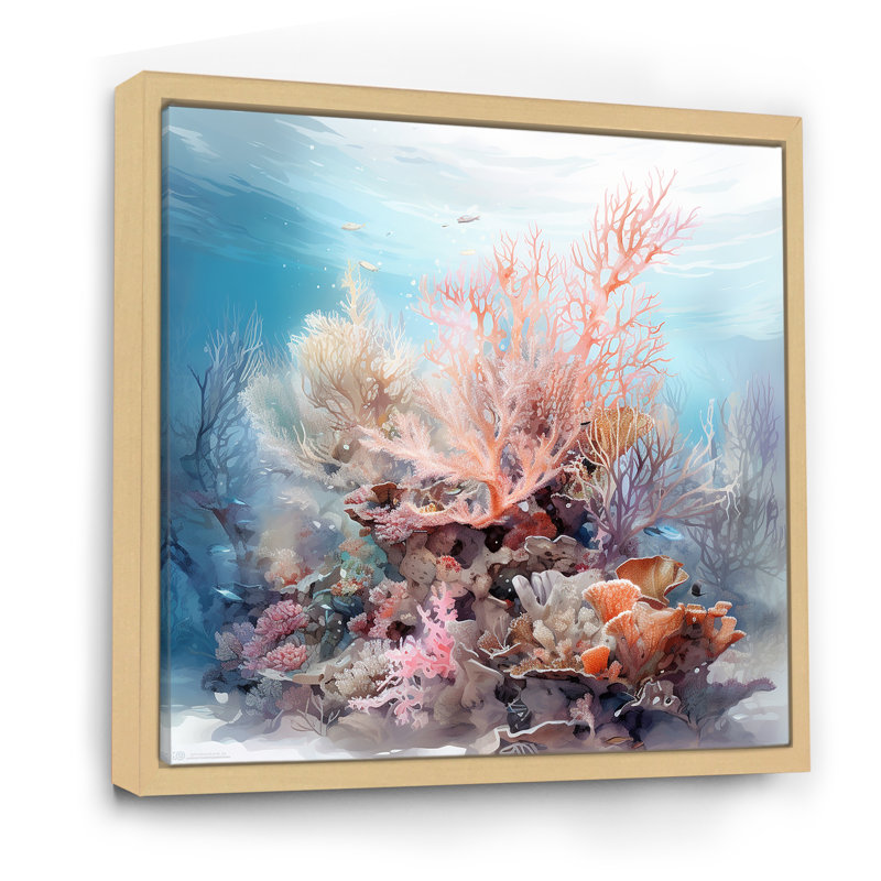 «Coastal Coral Beauty Under Water», reproduction sur toile, H 30 po x l 30 po, Cadre naturel flottant