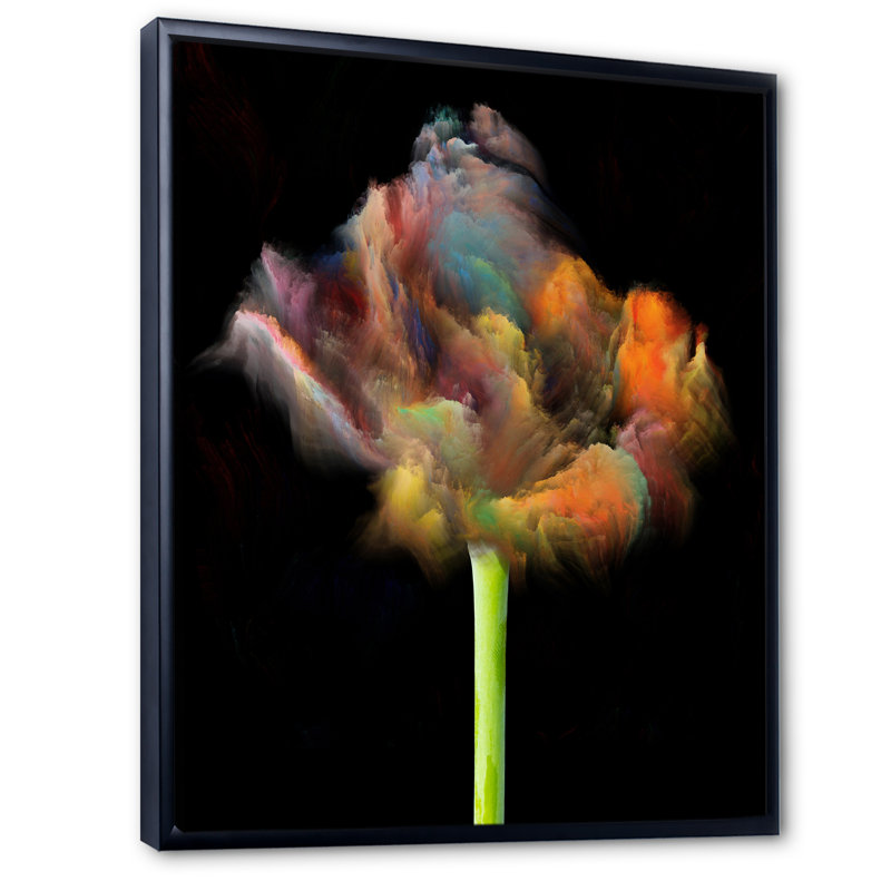 «Blooming Multicolor Fractal Flower», art mural moderne sur toile, H 20 po x l 12 po x P 1 po, Cadre flottant noir
