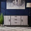 Armoire de rangement multifonctionnelle grise - l 59,8 po x P 16,65 po x P 29,09 po avec trois tiroirs et chêne ouvert