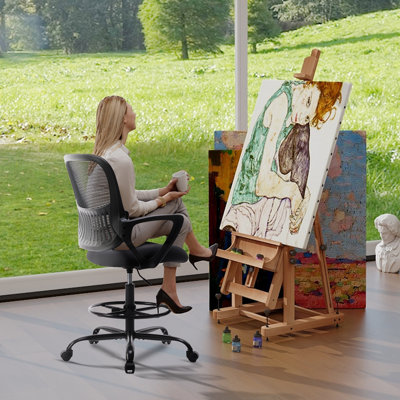 Ergonomic Drafting Chair Tall Office Chair With Adjustable Footrest Ring
