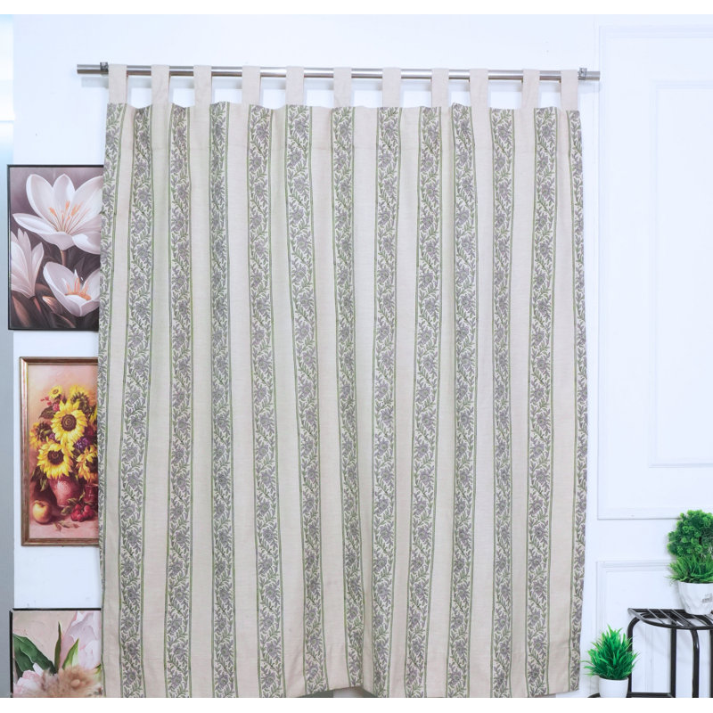 Rideaux à motif floral en lin mélangé à la main, L 100 po x L 120 po