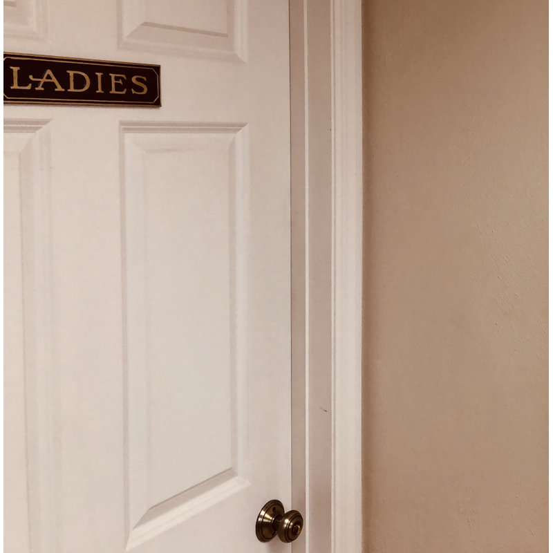 Enseigne de porte en laiton ladies, Oui, Laiton poli noir