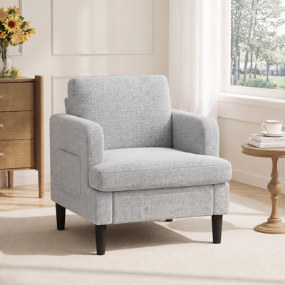 Fauteuil d'appoint rembourré de 74 cm de large avec poche de rangement latérale