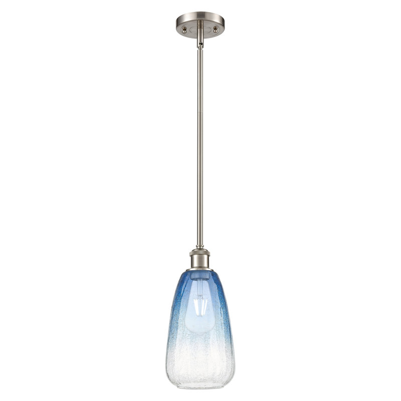 Mini-luminaire suspendu à tige 6 po 1 lumière Ballston - Laken, Bleu saphir, Nickel satiné brossé