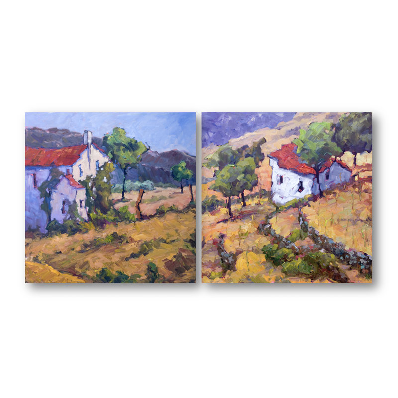 Hillside Set By John Beard Print, 20" W x 20" H x 3" D, White Floater Framed