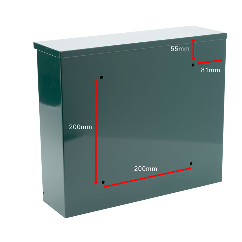 Elegance Wall Mounted Galvanised Steel Lockable Weatherproof Post Box - 36x31x10cm, Green