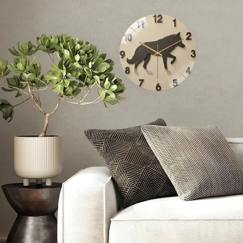 Horloge murale loup