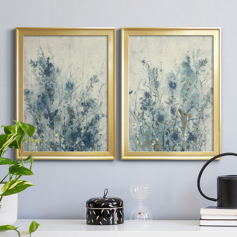 «AU CH Blue Spring I», ensemble de 2 reproductions d'art sur toile, Or, H 24,5 po x l 18,5 po x P 1 po