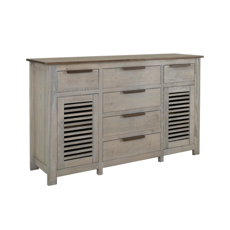 Buffet 6 tiroirs, 2 portes , Beige