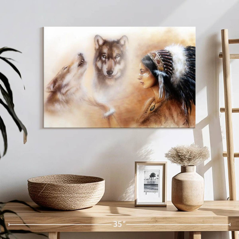 Loch cherokee amérindien sur toile, 16" H x 24" W x 1.25" D