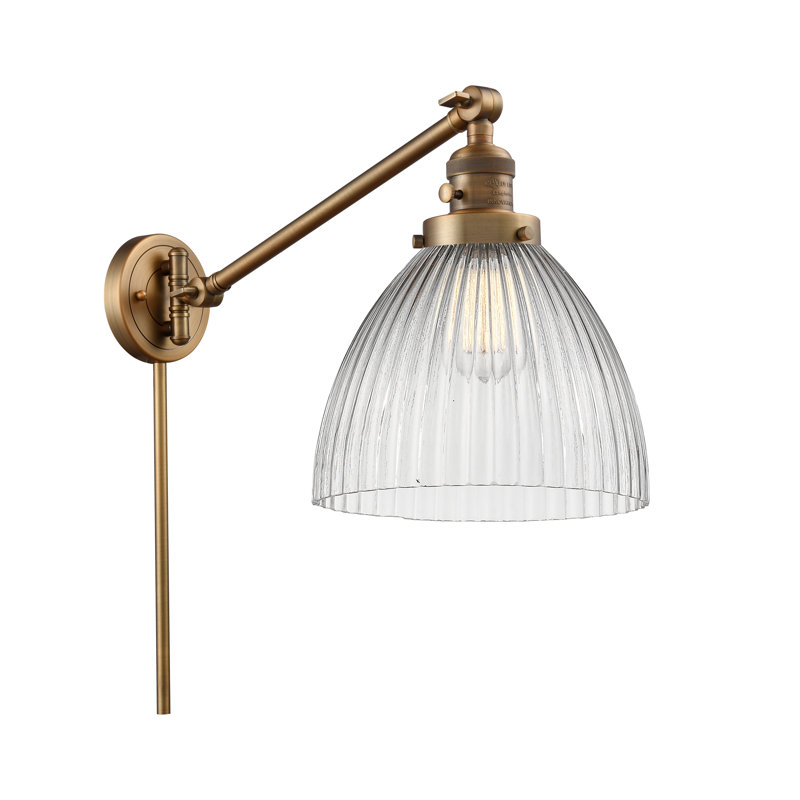 Bras pivotant à 1 lumière à intensité variable Tallulah, Ampoule incandescente rétro de 60 watts, Laiton brossé