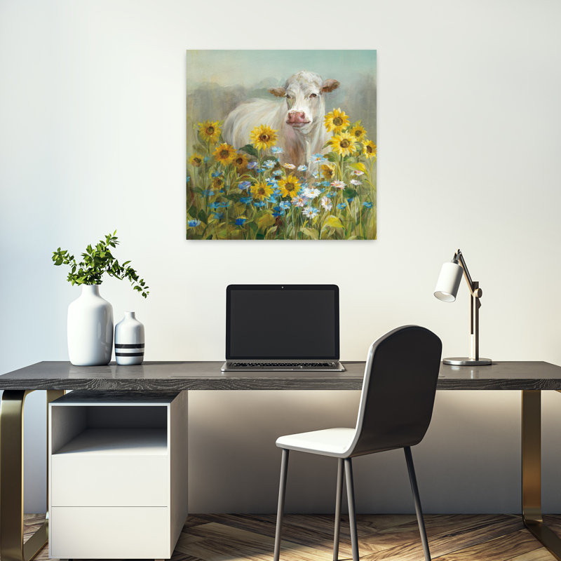 «Contemporary Farm and Field I V2 Crop with Animal Blue Art», H 18 po x l 18 po