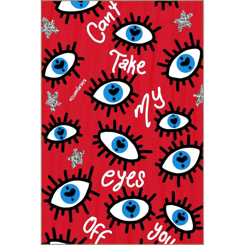 Tapis rouge à motif d'écriture rouge, Sous-tapis carré 3 pi 11 po inclus