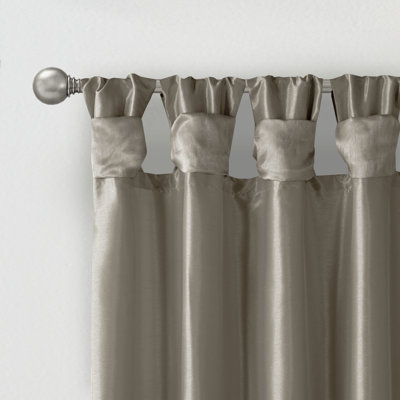 Karlita Faux Silk Room Darkening Twist Tab Single Curtain Panel